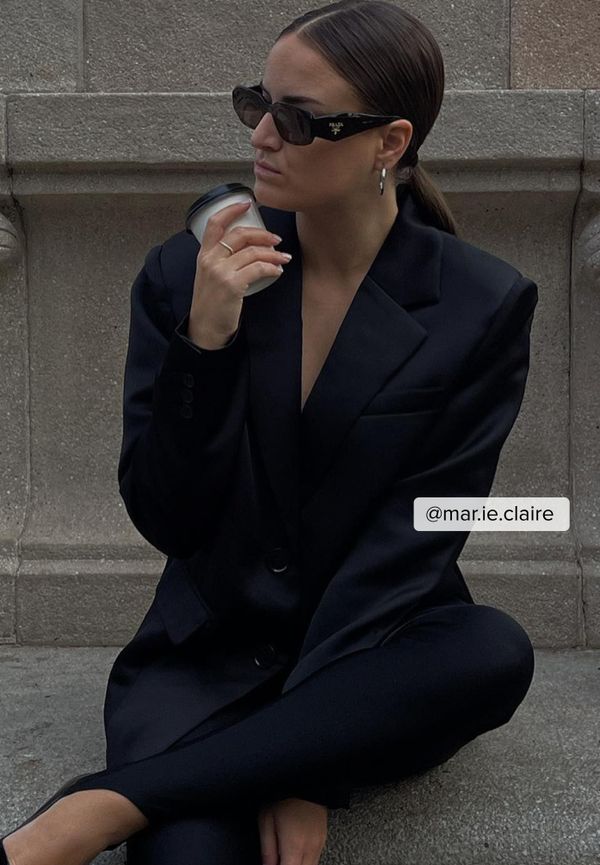 Picked by Hanna Schönberg Oversized Blazer med markerade axlar - Black