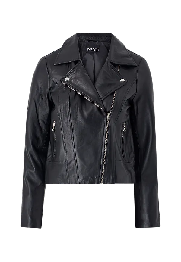 pieces - Bikerjacka pcSusse Leather Jacket - Svart - 36