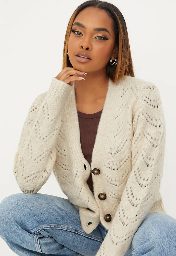 Pieces - Cardigans - Birch - Pcbibi Ls Knit Cardigan Noos - Tröjor - Cardigans