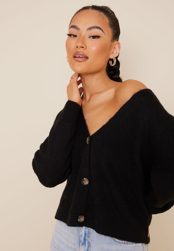 Pieces - Cardigans - Black - Pcellen Ls Knit Cardigan Noos Bc - Tröjor - Cardigans