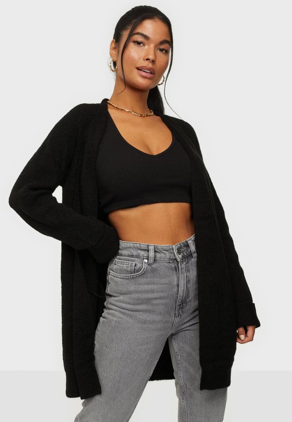 Pieces - Cardigans - Black - Pcellen Ls Long Knit Cardigan Noos - Tröjor - Cardigans