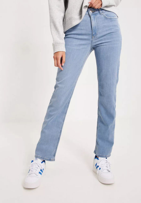Pieces - Cropped jeans - Light Blue Denim - Pcdelly Straight Mw Ankl LB124 Noos - Jeans