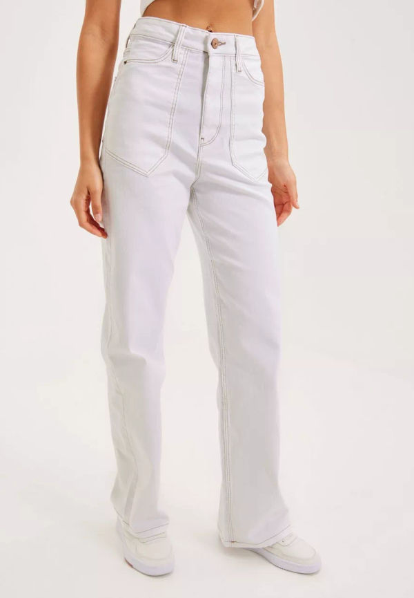 Pieces - High waisted jeans - Antique White Beige Treads - Pcnoah Ultra Hw Wide Jeans Bc - Jeans