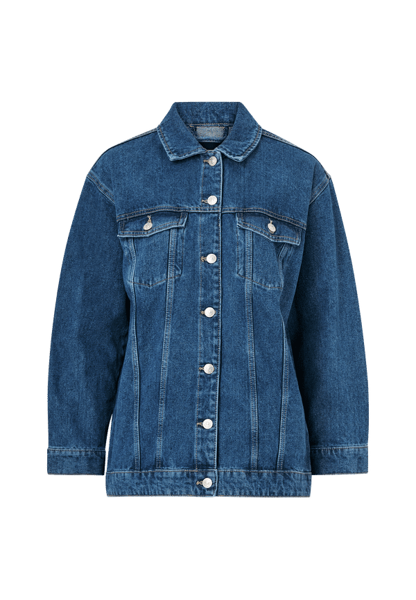 pieces - Jeansjacka pcTika LS Oversize Dnm Jacket - Blå - 36