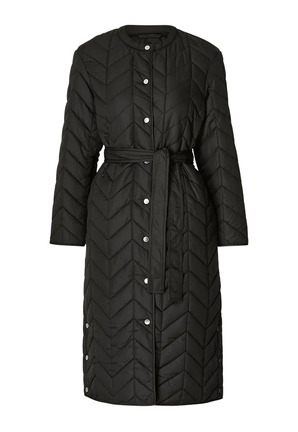 pieces - Kappa pcFawn Long Quilted Jacket - Svart