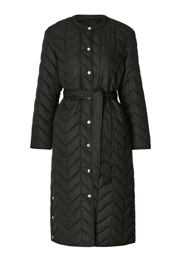 pieces - Kappa pcFawn Long Quilted Jacket - Svart