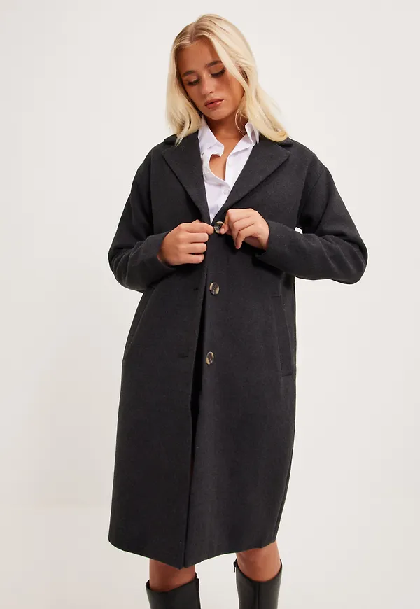 Pieces - Kappor - Dark Grey Melange - Pcalice Ls Wool Jacket Ar Kac - Jackor - Coats