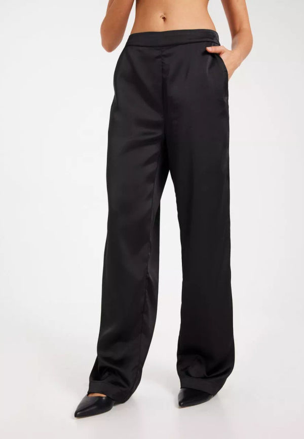 Pieces - Kostymbyxor - Black - Pcodda Hw Wide Pant D2D - Byxor - suit Trousers