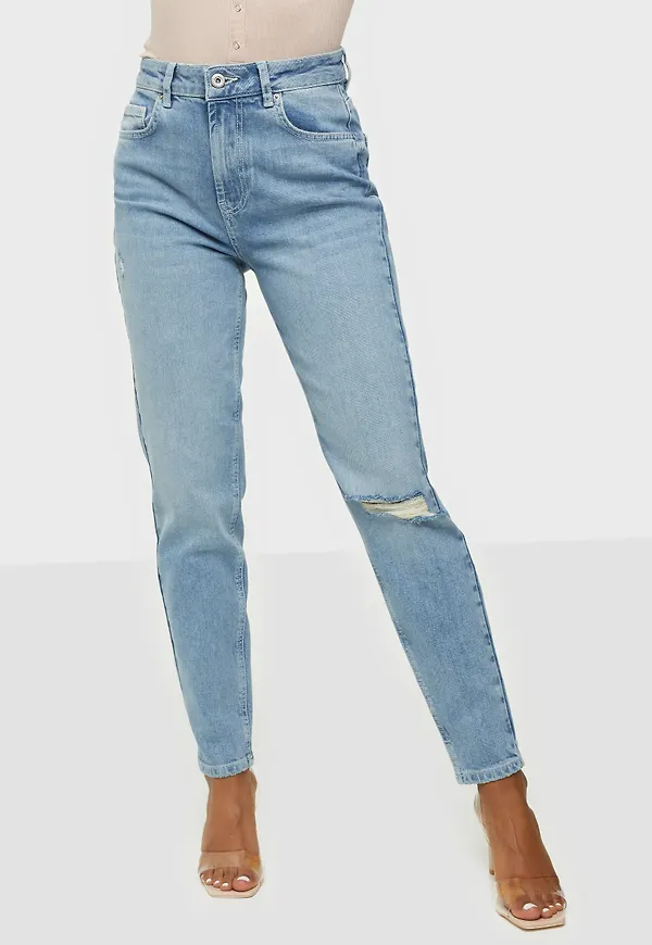 Pieces - Mom Jeans - Pcleah Mom Hw Ank Dest LB110-Ba/Cp - Jeans