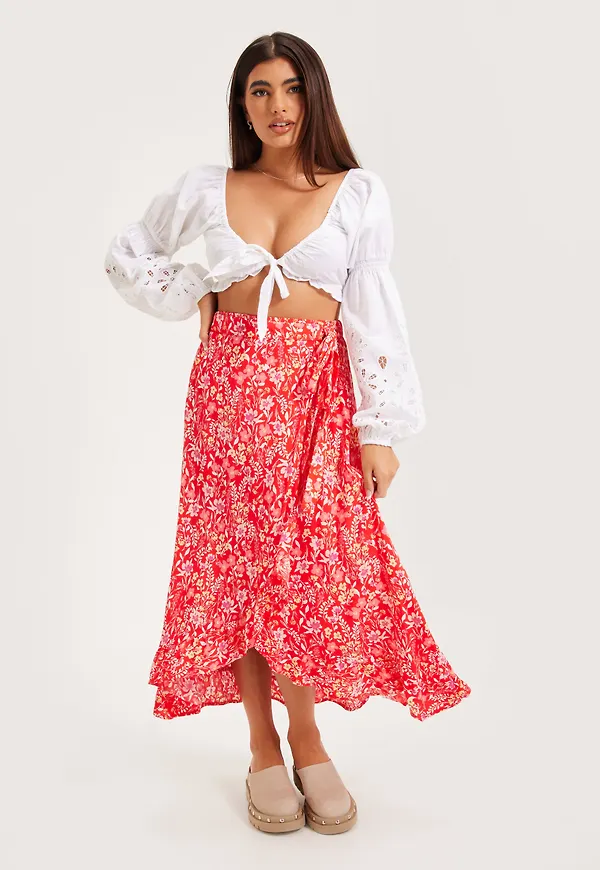 Pieces - Omlottkjol - Pcsandy Hw Ankle Skirt Bc - Kjolar