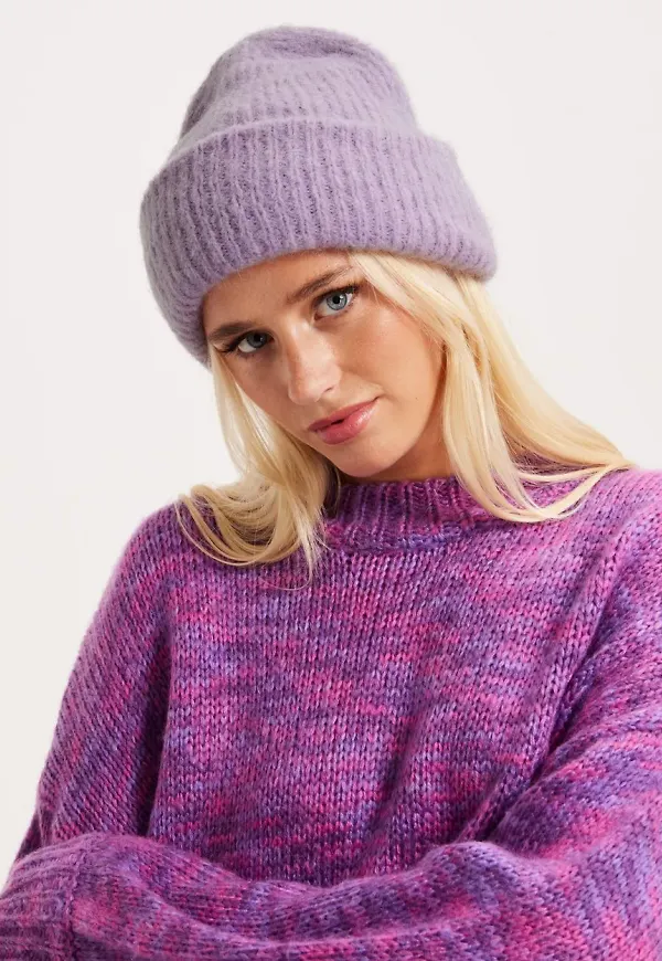Pieces - Purple Rose - Pcbera Wool Hood Noos