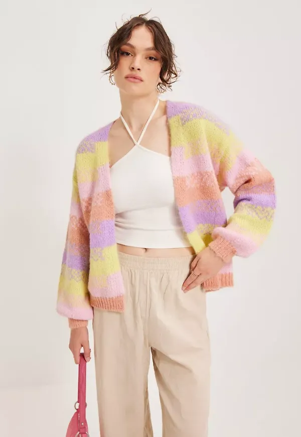 Pieces - Rose Cloud Puro-Yellow Pear-Ballerina - Pcnaya Ls Oversize Knit Cardigan Bc