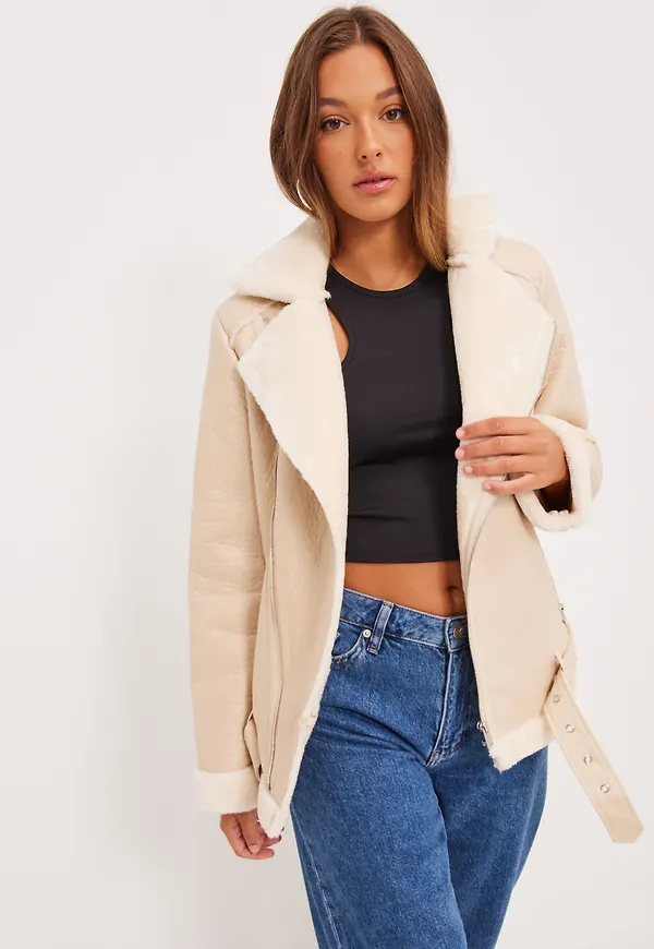 Pieces - Skinnjackor - Pcdora Aviator Jacket D2D Dmo - Jackor - Leather Jackets