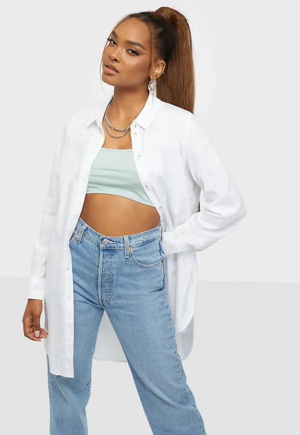 Pieces - Skjortor - Cloud Dancer - Pcnoma Ls Long Shirt Noos Bc - Blusar & Skjortor - shirts