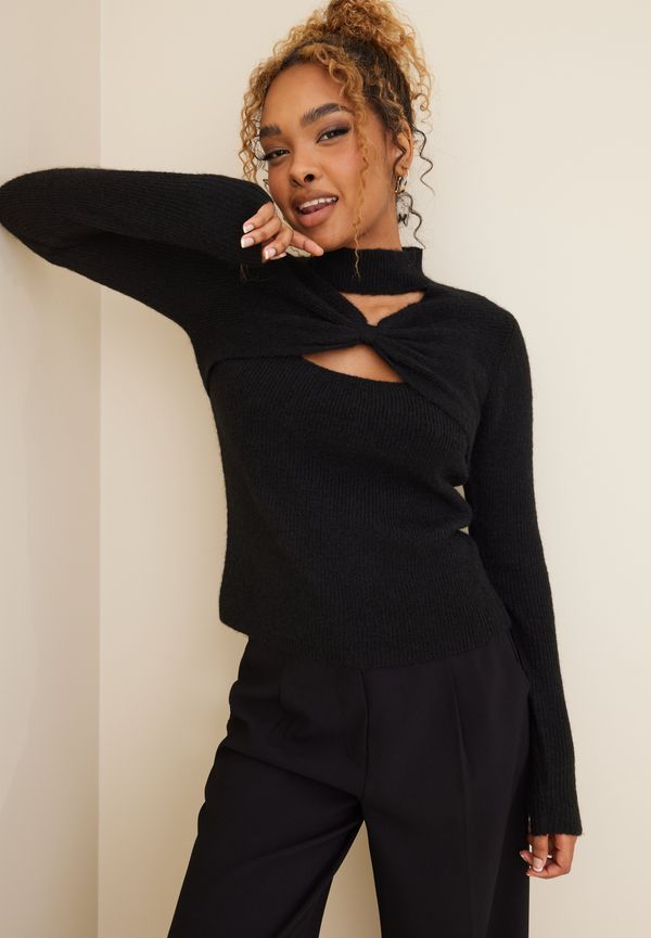 Pieces - Stickade tröjor - Black - Pcnaia Ls Knit D2D Bc - Tröjor - Knitted sweaters