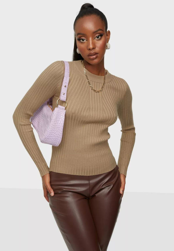 Pieces - Stickade tröjor - Silver Mink - Pccrista Ls O-Neck Knit Noos Bc - Tröjor - Knitted sweaters