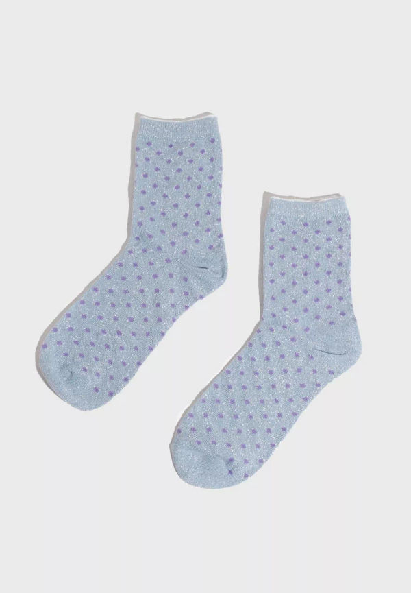 Pieces - Strumpor - Kentucky Blue Small Dots In Purple Rose - Pcsebby Glitter Long 1-Pack Pattern - Strumpor & Strumpbyxor - Socks