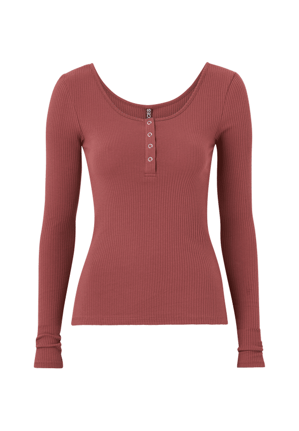 pieces - Topp pcKitte LS Top - Röd