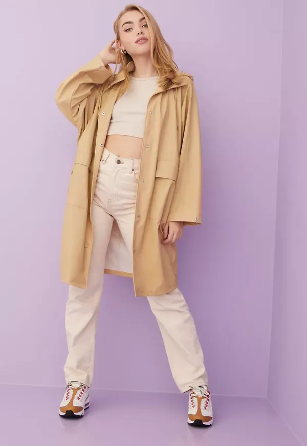 Pieces - Warm Sand - Pcrainy Oversized Rain Jacket D2D
