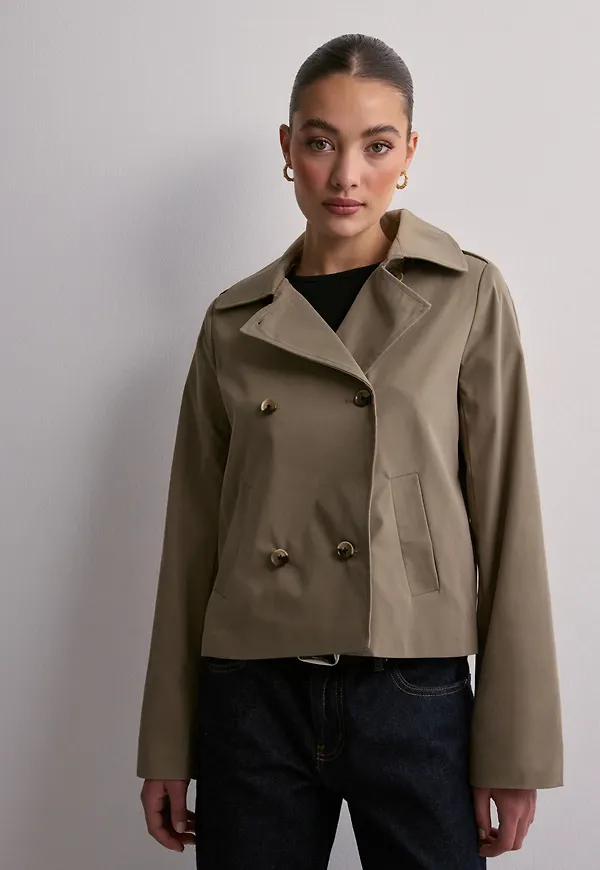 Pieces - Beige - Pcbellen Short Trenchcoat