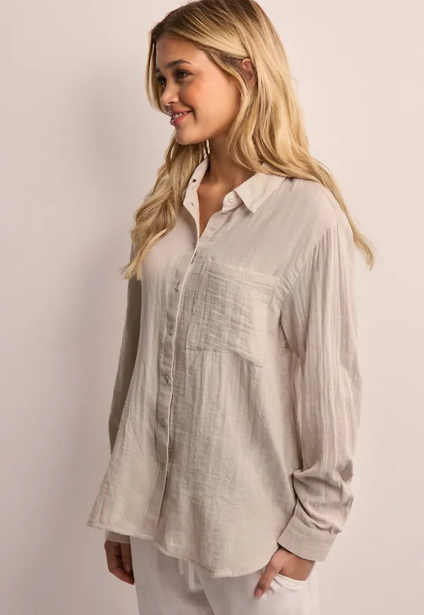 Pieces - Beige - Pcmastina Ls Relaxed Shirt