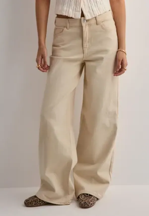 Pieces - Beige - Pcsvala Mw Wide Denim Jeans