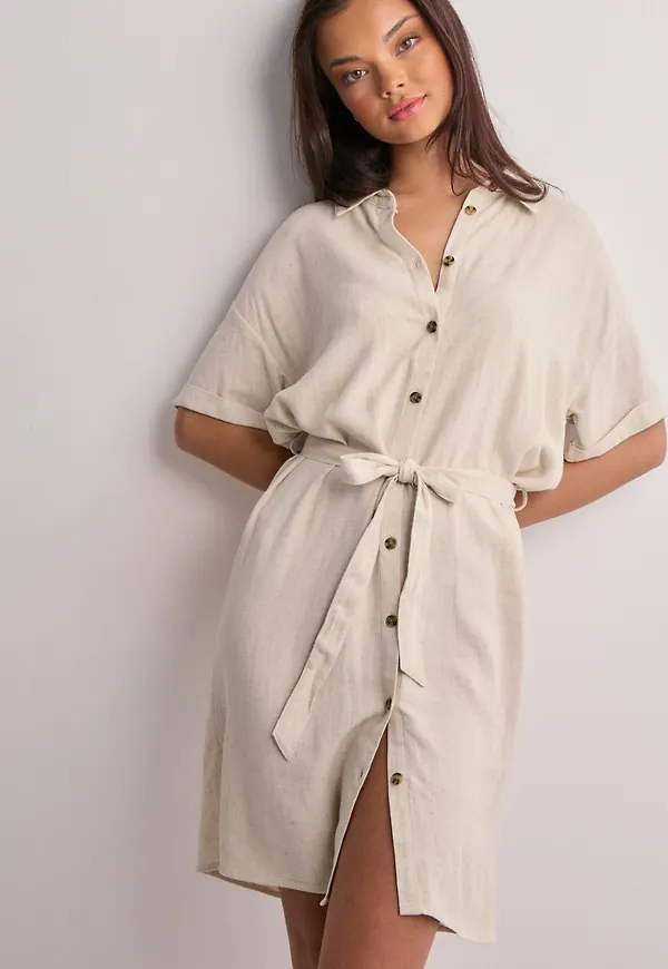 Pieces - Beige - Pcvinsty Ss Shirt Dress