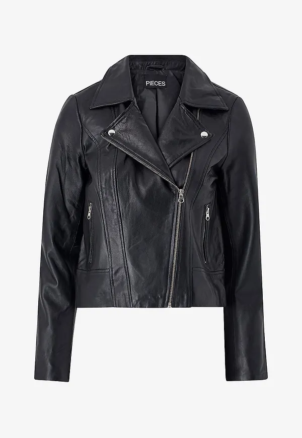 pieces - Bikerjacka pcSusse Leather Jacket - Svart