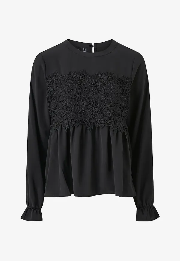pieces - Blus Pcfana LS Top - Svart