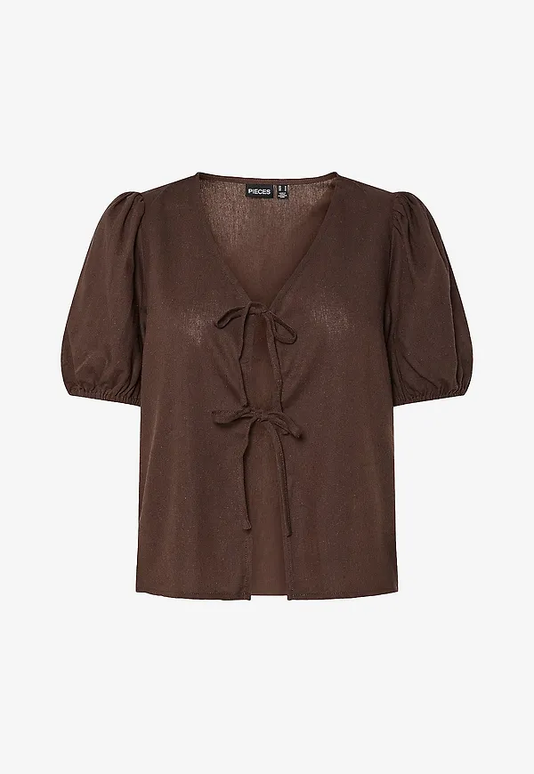 pieces - Blus pcFrieda SS Wvn - Brun