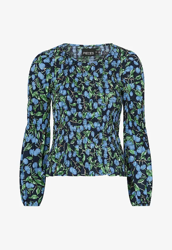 pieces - Blus pcJessi LS Smock Top - Blå