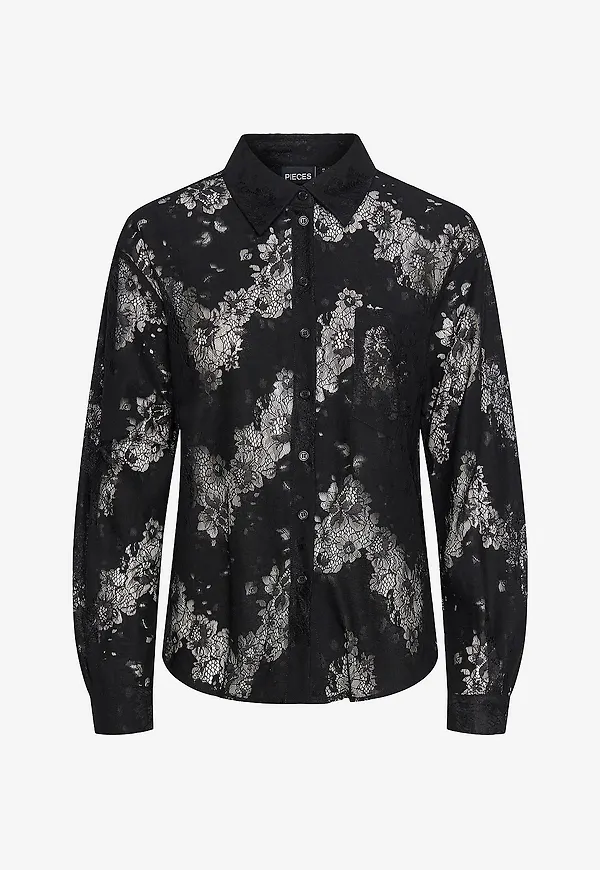 pieces - Blus pcNorinne LS Shirt - Svart