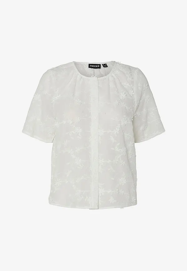 pieces - Blus pcTolax SS Top Wvn - Vit