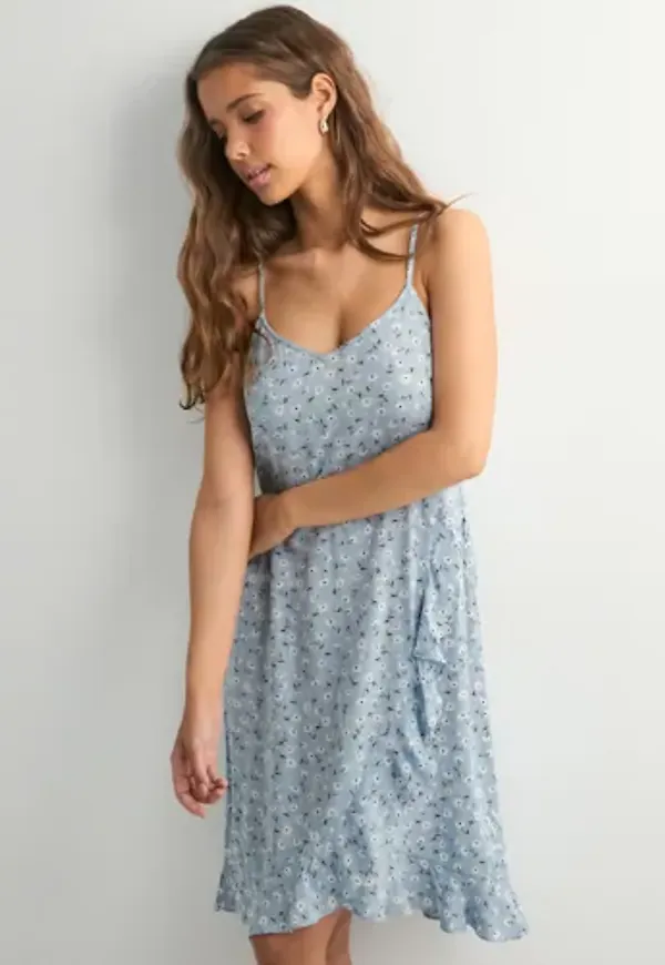 Pieces - Blå - Pcnya Strap Flounce Dress Wvn Bc