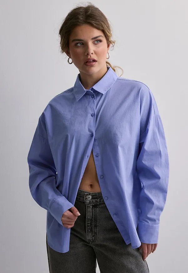 Pieces - Blå - Pctanne Ls Loose Shirt Noos
