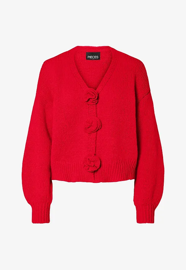 pieces - Cardigan pcFatima LS Knit Cardigan - Röd