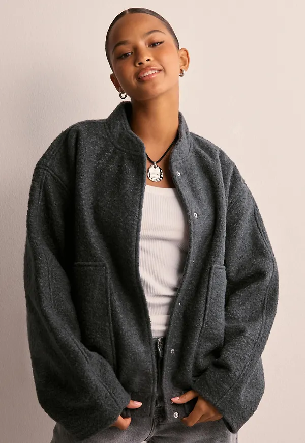 Pieces - Grå - Pcjenny Ls Loose Bomber Mm
