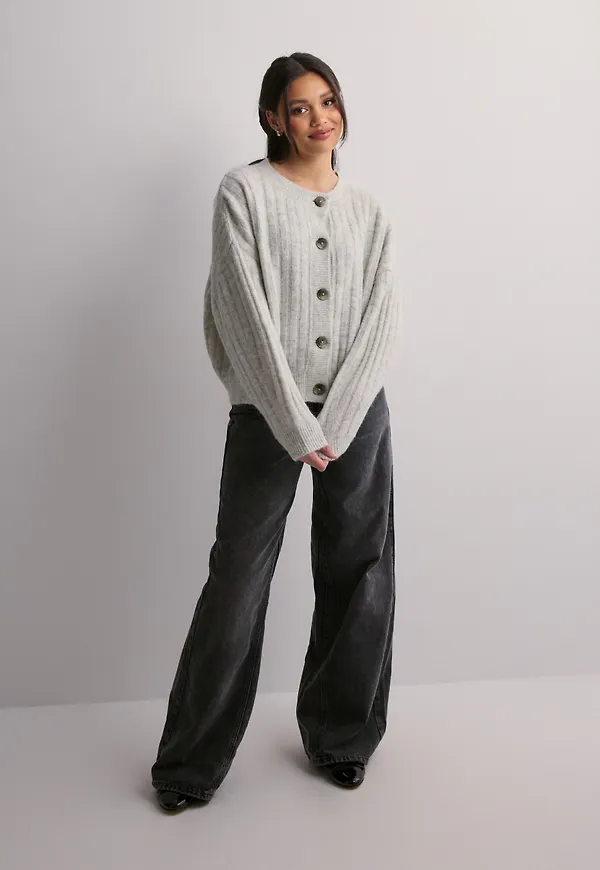 Pieces - Grå - Pcming Ls Loose Knit Cardigan