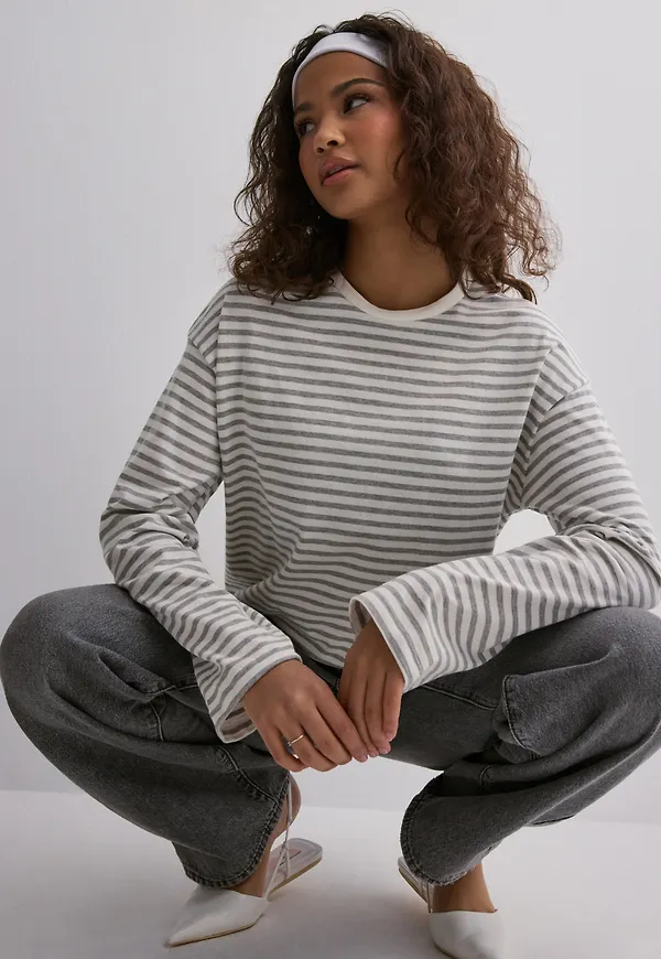 Pieces - Grå - Pcsadie Ls Top Noos