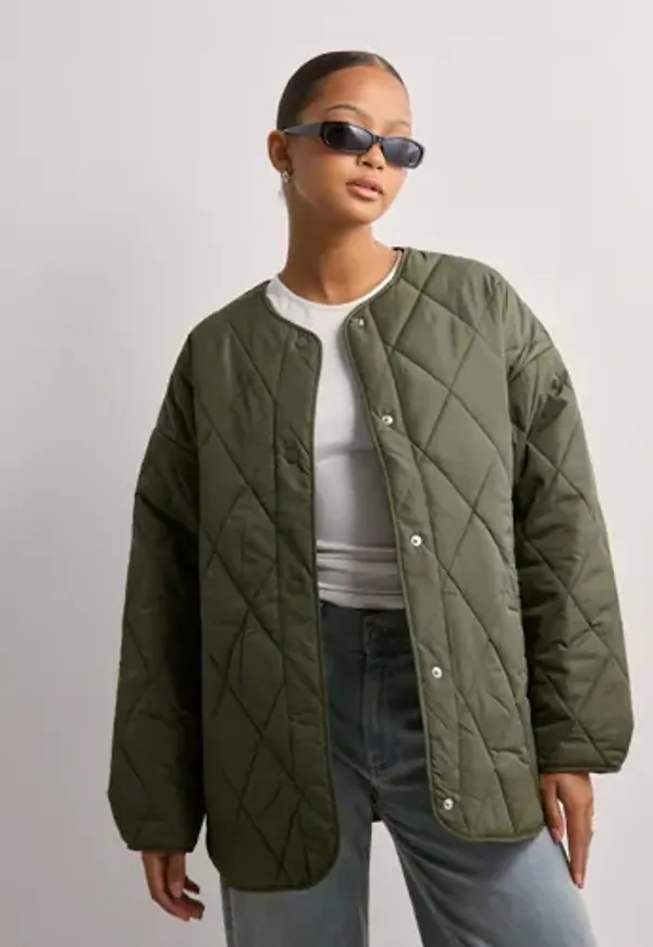 Pieces - Grön - Pcstella Quilted Jacket Noos Bc