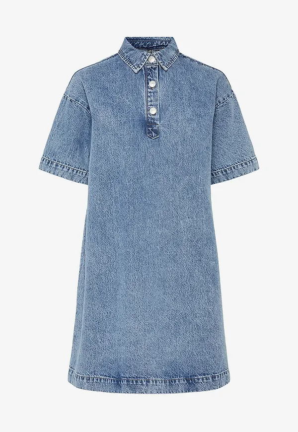 pieces - Jeansklänning pcKenya SS A-shape Denim Dress - Blå