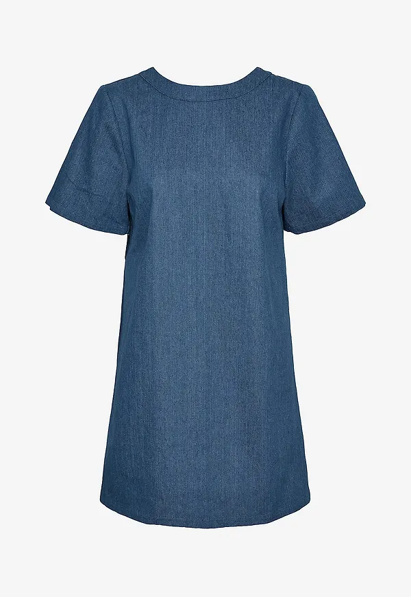 pieces - Klänning pcDove SS O-neck Bow Short Dress - Blå