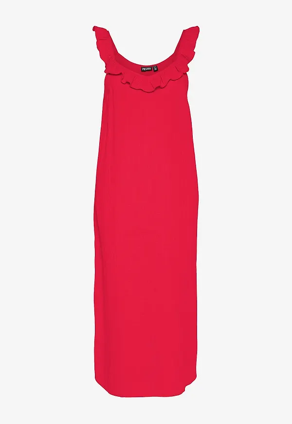 pieces - Klänning pcSastina SL Midi Dress Wvn BC - Röd