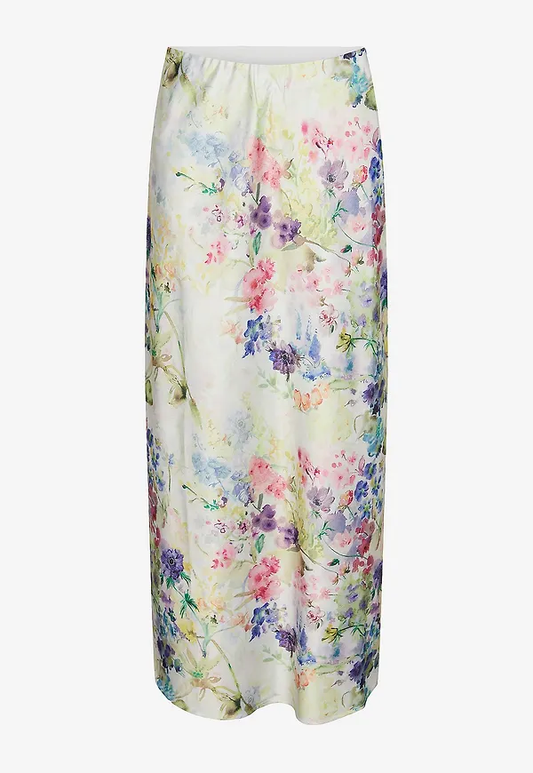 pieces - Maxikjol pcMari HW Long Skirt - Vit