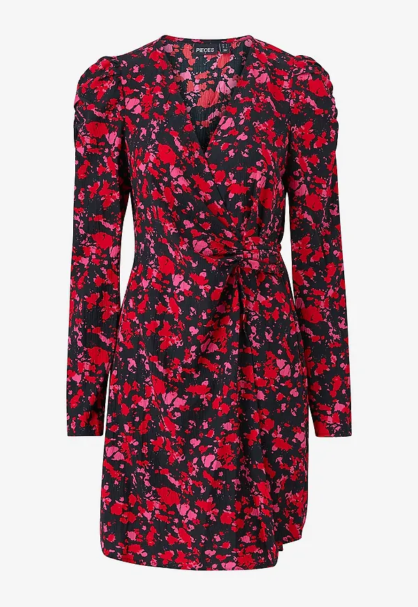 pieces - Omlottklänning pcFaline LS Wrap Dress - Svart