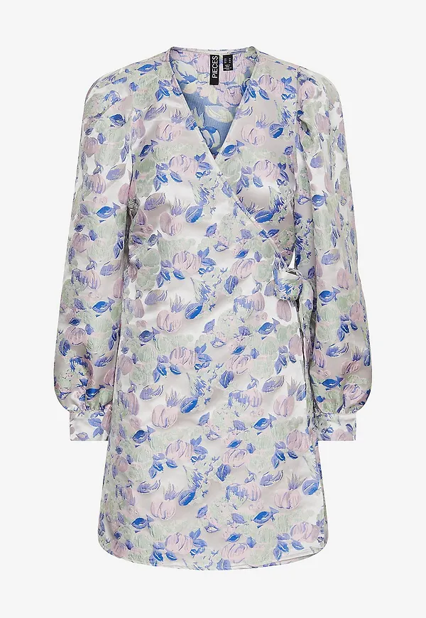 pieces - Omlottklänning pcTilly LS Wrap Dress - Blå
