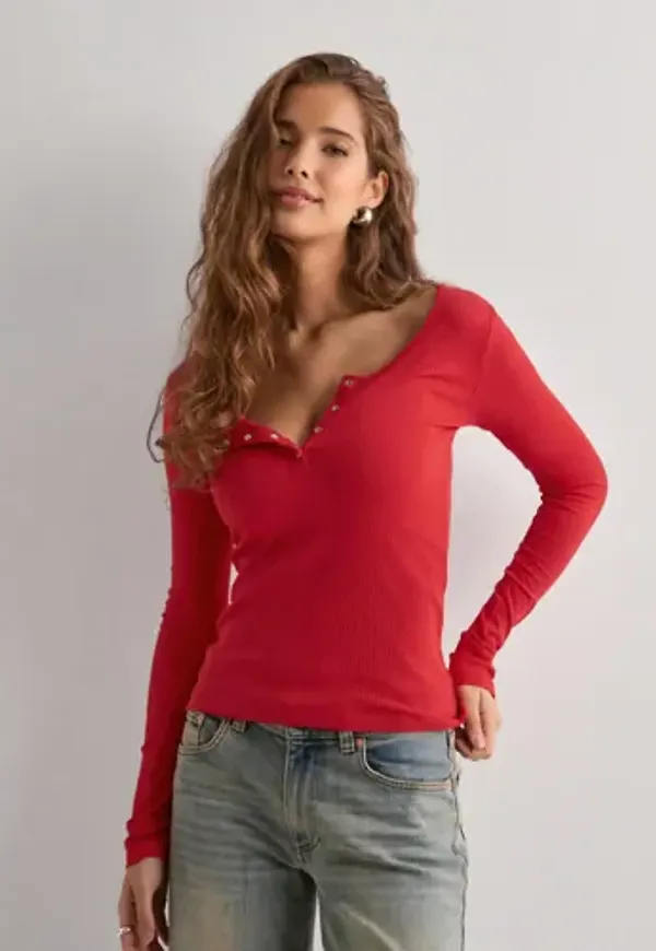 Pieces - Röd - Pckitte Ls Top Noos Bc
