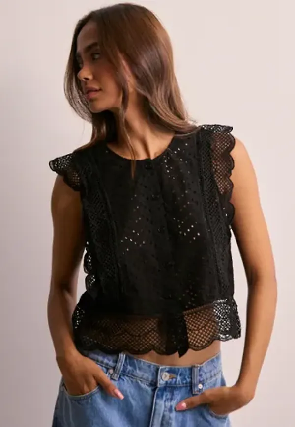 Pieces - Svart - Pckarisma Sl Top