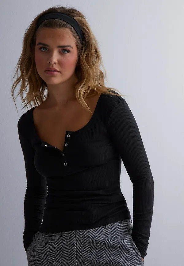 Pieces - Svart - Pckitte Ls Top Noos Bc