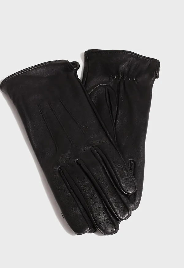 Pieces - Svart - Pcnellie Leather Glove Noos